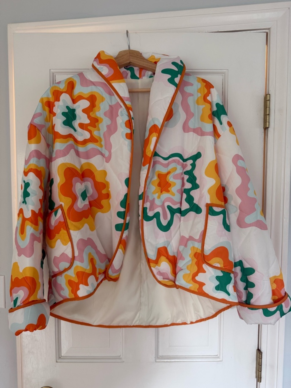 Vibrant Retro Floral Quilted Jacket - Multicolor